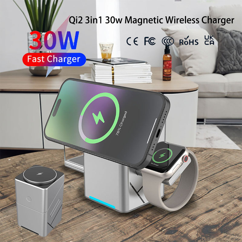 Wireless Charger Watch - Chargeur sans fil magnétique rotatif multifonction