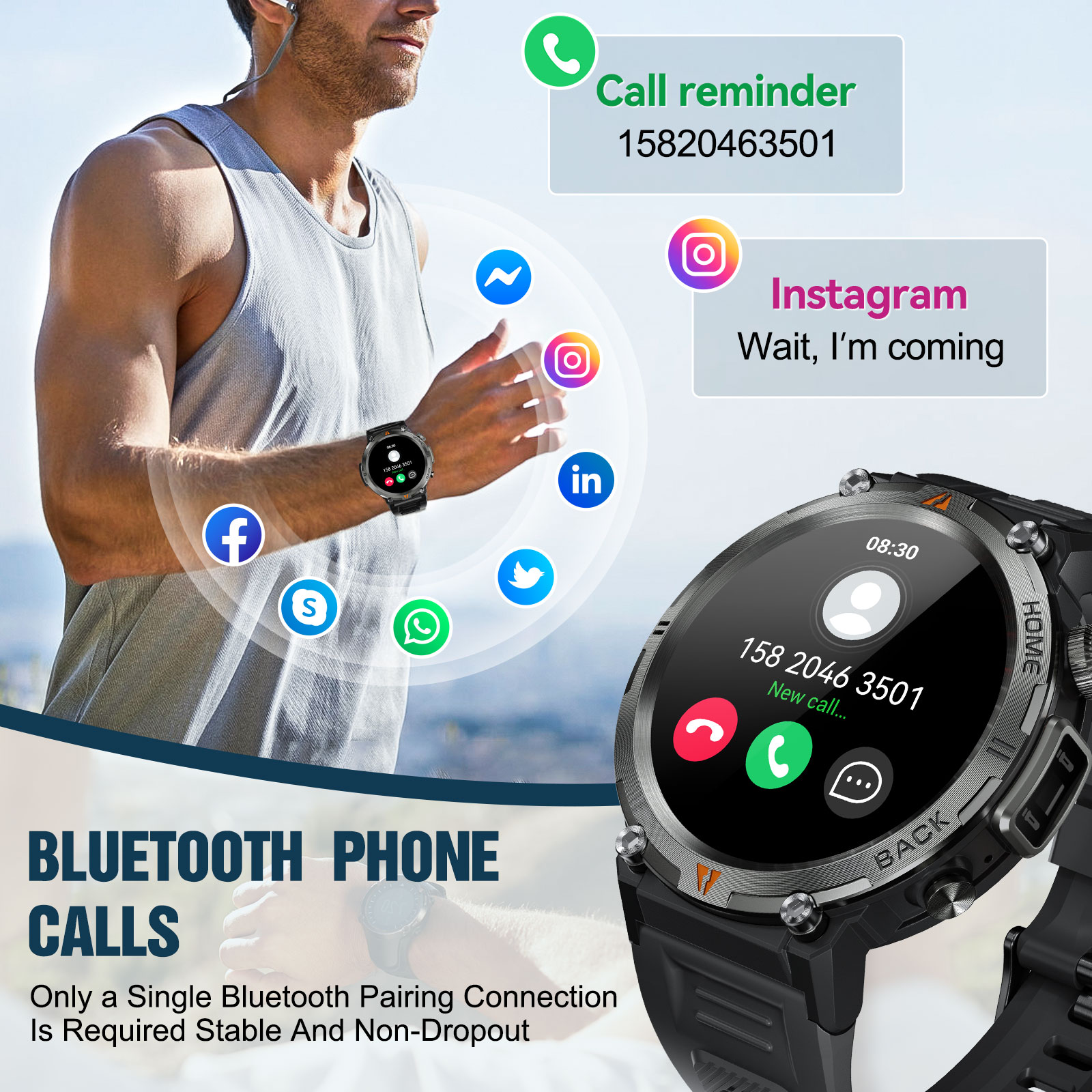 EIGIIS KE3 Bluetooth appel mon - Smartwatch Face avis et prix