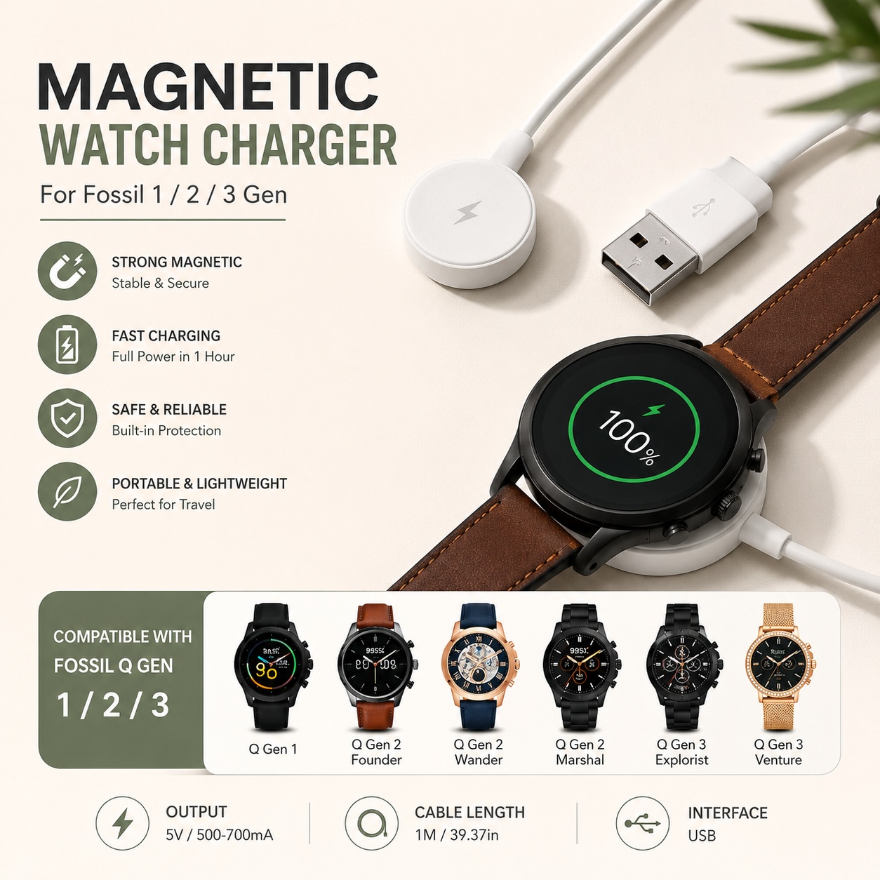 Adaptateur de chargeur de mont - Fossil Smartwatch Accessories avis et prix
